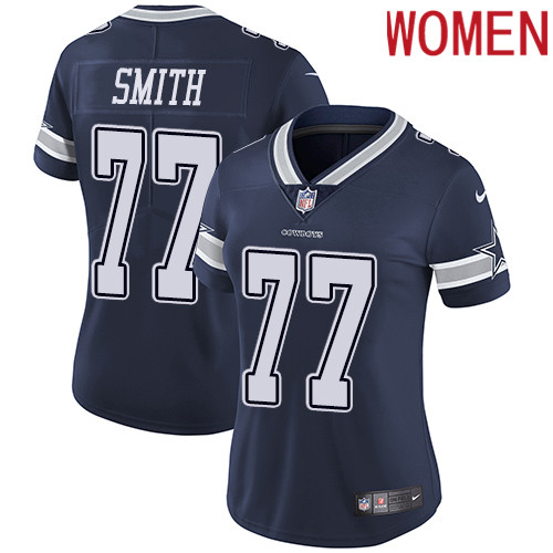 2019 Women Dallas Cowboys 77 Smith blue Nike Vapor Untouchable Limited NFL Jersey style 2